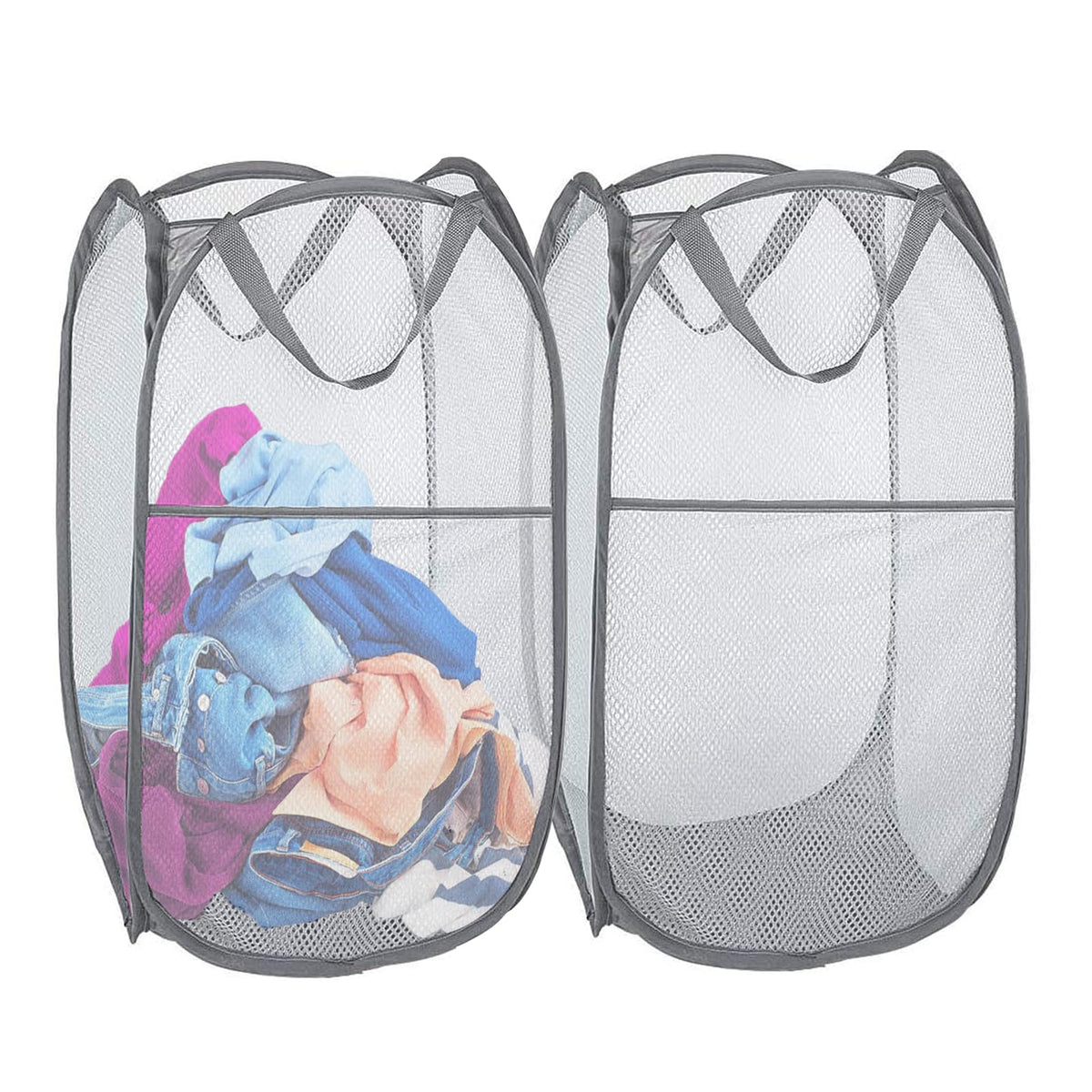 Foldable Clothes Basket Mesh Pop Up Laundry Hamper for Apartment, RV