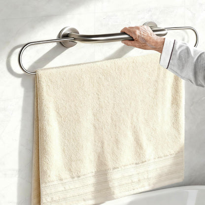 16 inch Grab Bar with 25 inch Towel Rack, Shower Grab Bar for Seniors, Safety Bars for Bathroom with Towel Holder, Wall Mount Grab Bar, Stainless Steel Support up to 500LBS