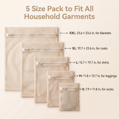 5 Pack100% Natural Cotton Mesh Delicates Laundry Bags