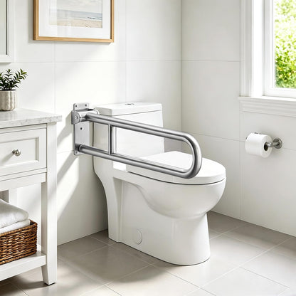 Toilet Grab Bar, Flip Up Foldable Bathroom Safety Handrail, Wall Mounted 304 Stainless Steel Support Rail for Elderly Seniors Handicap Toilet Assistance（30inch）