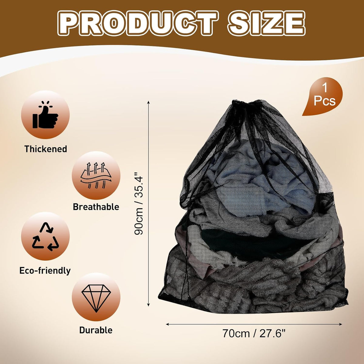 uxcell Mesh Laundry Bag 27.6x35.4" Large Drawstring Net Coarse Mesh, Black