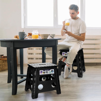 Delxo Folding Step Stool 13 Inch,300 Lbs Step Stool for Adults Black