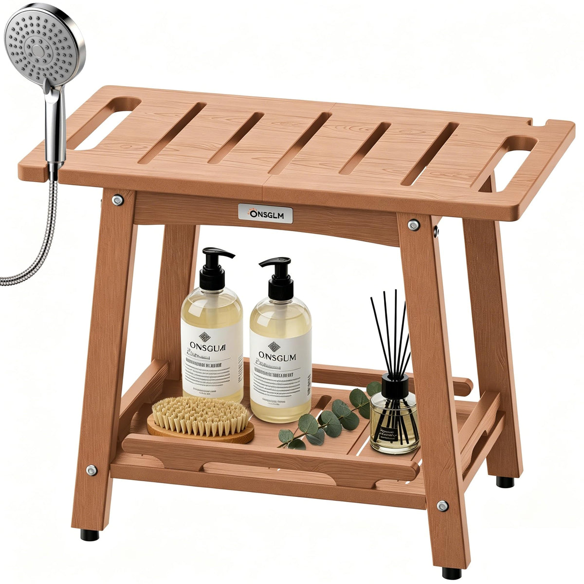 Shower Bench Seat, Non-Slip Shower Benches for Inside Shower to Sit on, HDPE Waterproof Shower Stool for Shaving Legs, Shower Chair with Adjustable Feet for Bathroom, Indoor/Outdoor Use, White