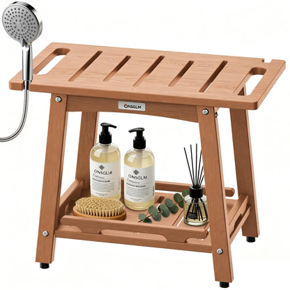 Shower Bench Seat, Non-Slip Shower Benches for Inside Shower to Sit on, HDPE Waterproof Shower Stool for Shaving Legs, Shower Chair with Adjustable Feet for Bathroom, Indoor/Outdoor Use, White