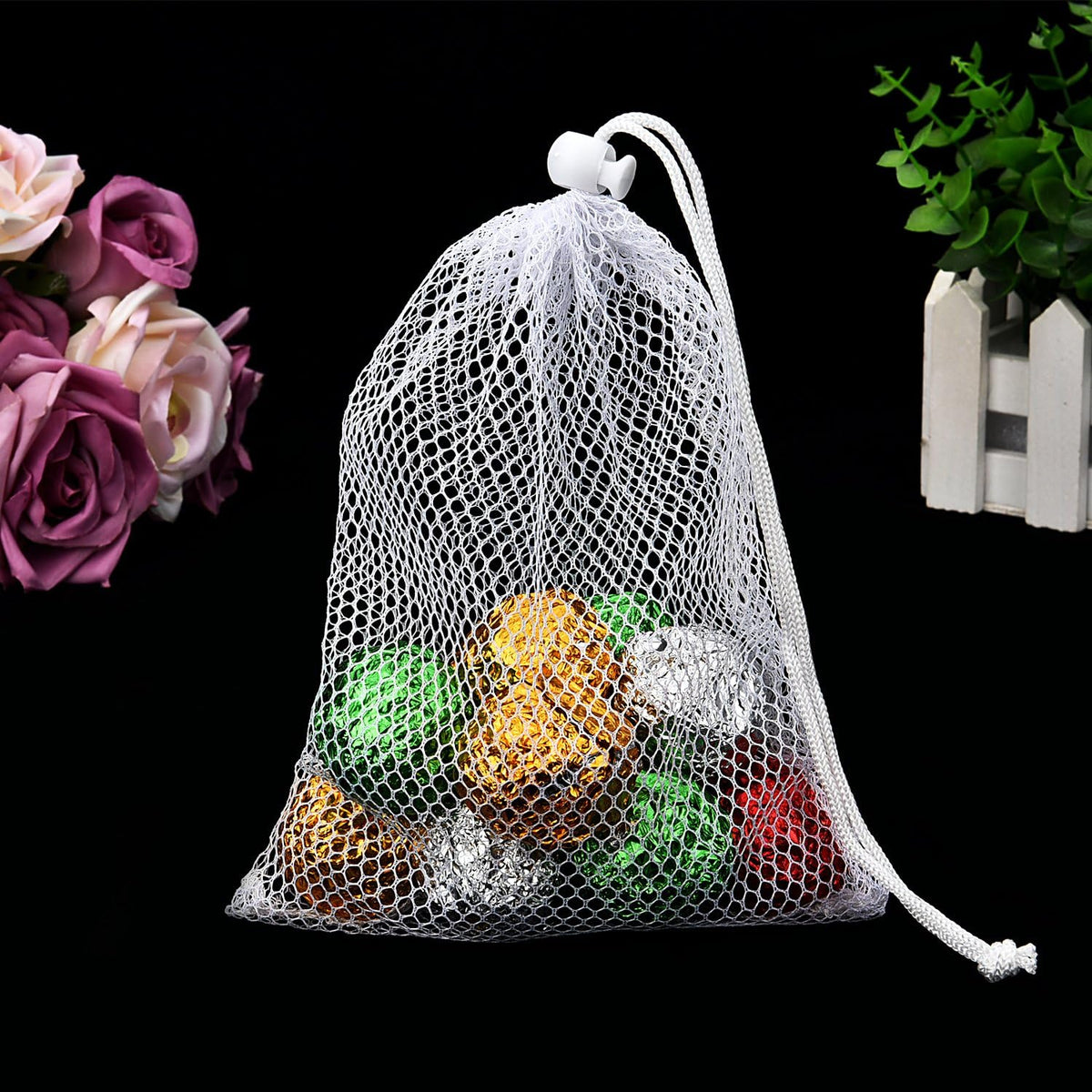 TecUnite 10 Pack Mesh Drawstring Bags for Laundry, 11.8 x 7.5 Inch, White