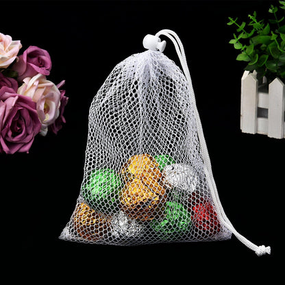 TecUnite 10 Pack Mesh Drawstring Bags for Laundry, 11.8 x 7.5 Inch, White