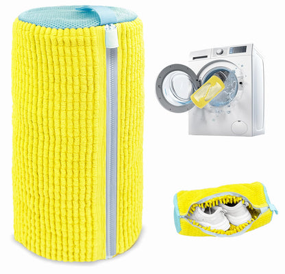 Shoe Washing Machine Bag,Laundry Shoe Bag for Washer and Dryer,Reusable Shoe Cleaning Bag for Sneakers,Tennis Shoes,With Self-locking Zipper, Microfiber Inside (2, Light =Grey)