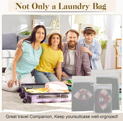 5-Piece Organic Cotton Laundry Bags with Zipper and Hanging Loop, 3 Sizes (S, M, L) Mesh Laundry Bag, Durable Cotton Mesh Laundry Bag for Delicate Underwear and Socks.