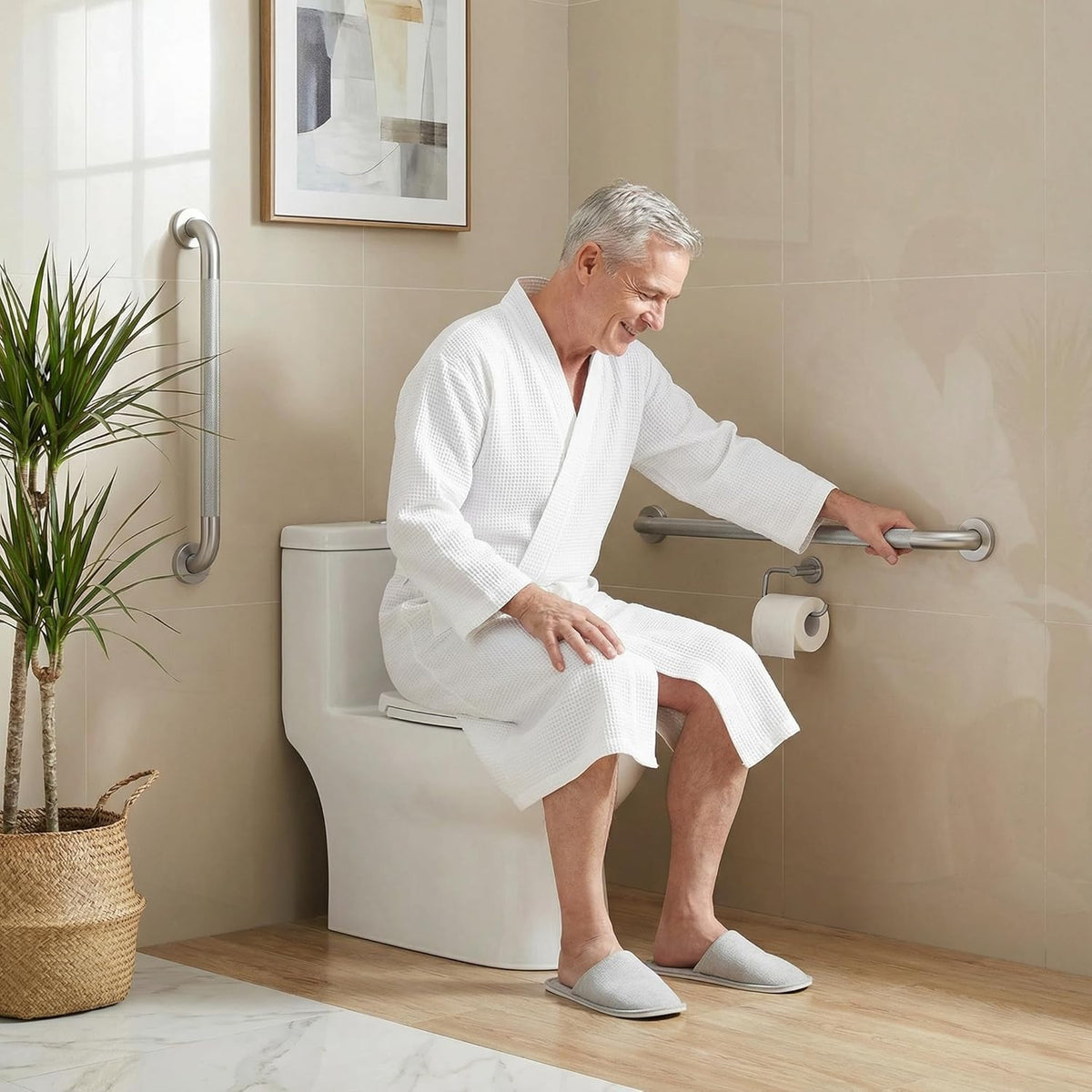 12 Inch Shower Grab Bars for Seniors 1.25'' Brushed Nickel Stainless Steel Grab Bar for Bathroom, Non Slip Knurled Safety Handrail for Bathtub Toilet Wall, Gifts for Elderly and Handicapped