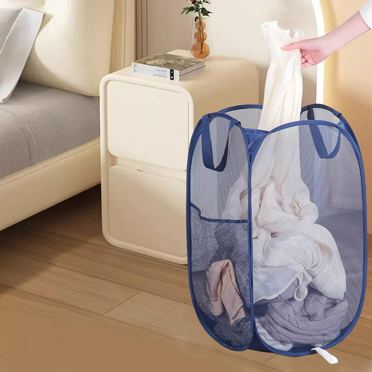 Foldable Clothes Basket Mesh Pop Up Laundry Hamper for Apartment, RV
