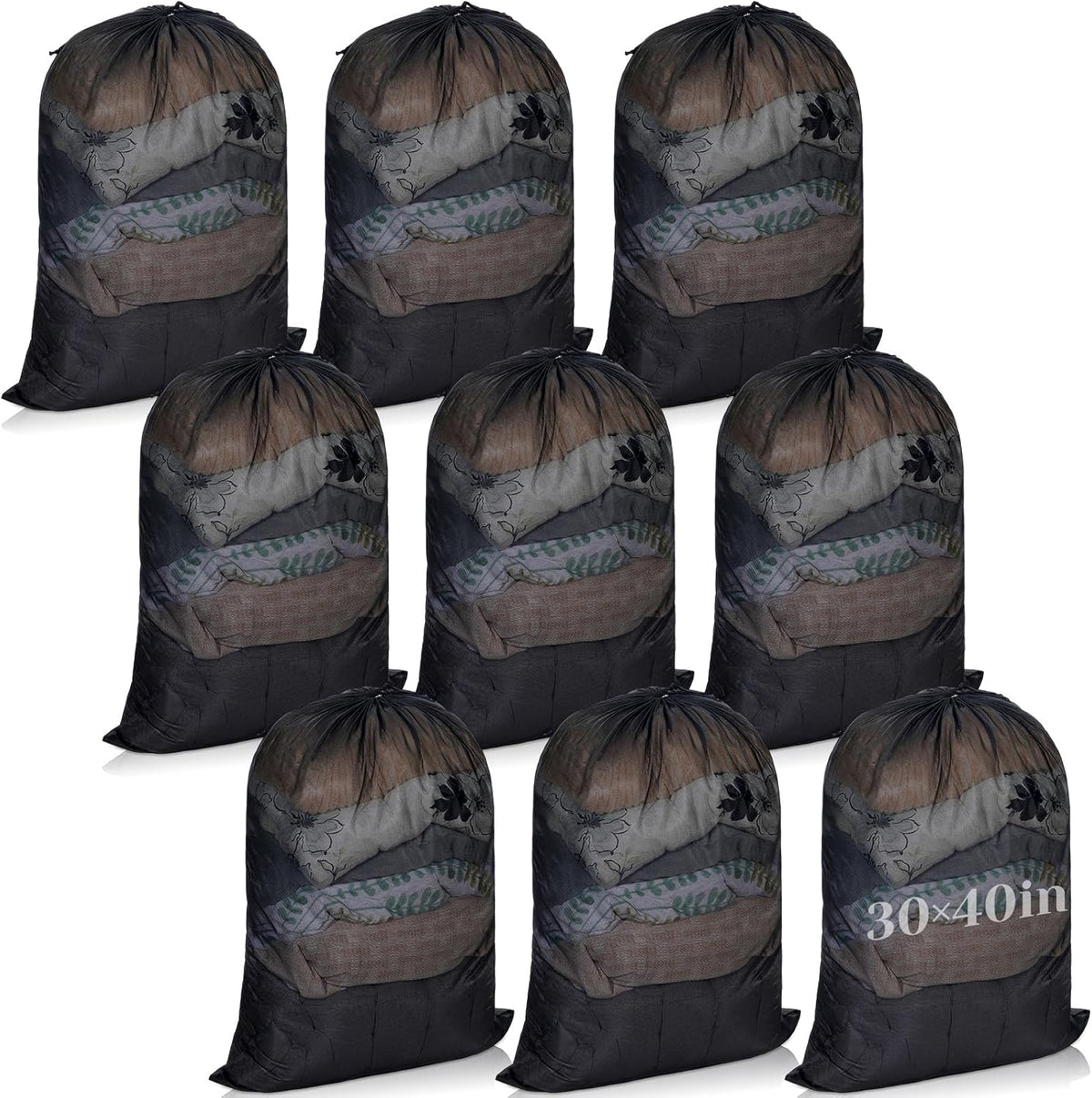 Windyun 9 Pcs Mesh Laundry Bags Drawstring Lockable Travel Storage, Black