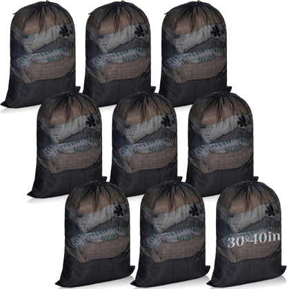 Windyun 9 Pcs Mesh Laundry Bags Drawstring Lockable Travel Storage, Black