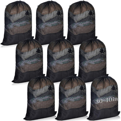 Windyun 9 Pcs Mesh Laundry Bags Drawstring Lockable Travel Storage, Black