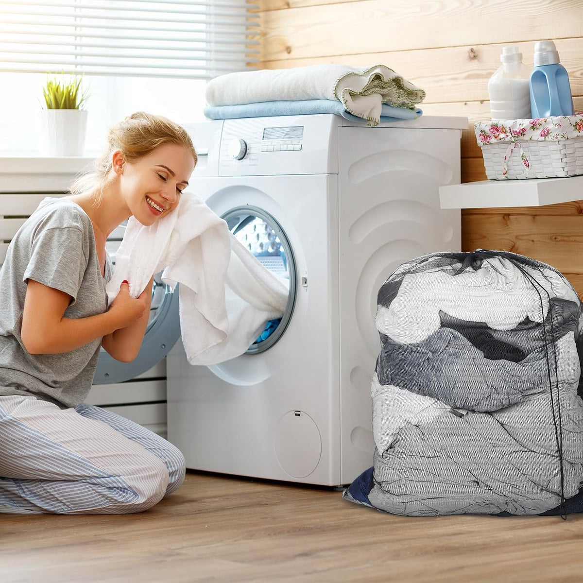 3 Pack Extra Large Mesh Laundry Bags 55" x 43" XL Mesh Laundry Bags