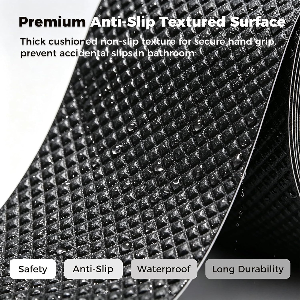 Non-Slip Tape 1”×17ft – Waterproof High-Traction Grip for Bathtubs, Showers, Grab Bars, Walls & Stairs, Indoor/Outdoor Anti-Slip Safety for Seniors, Elderly & Handicap