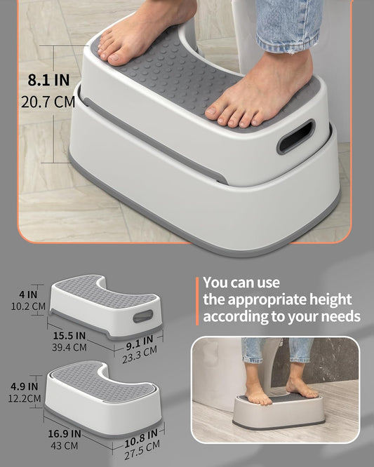 MR.SIGA Toilet Stool Squat Adult Bathroom Foot Stool, Off-White & Dark Gray