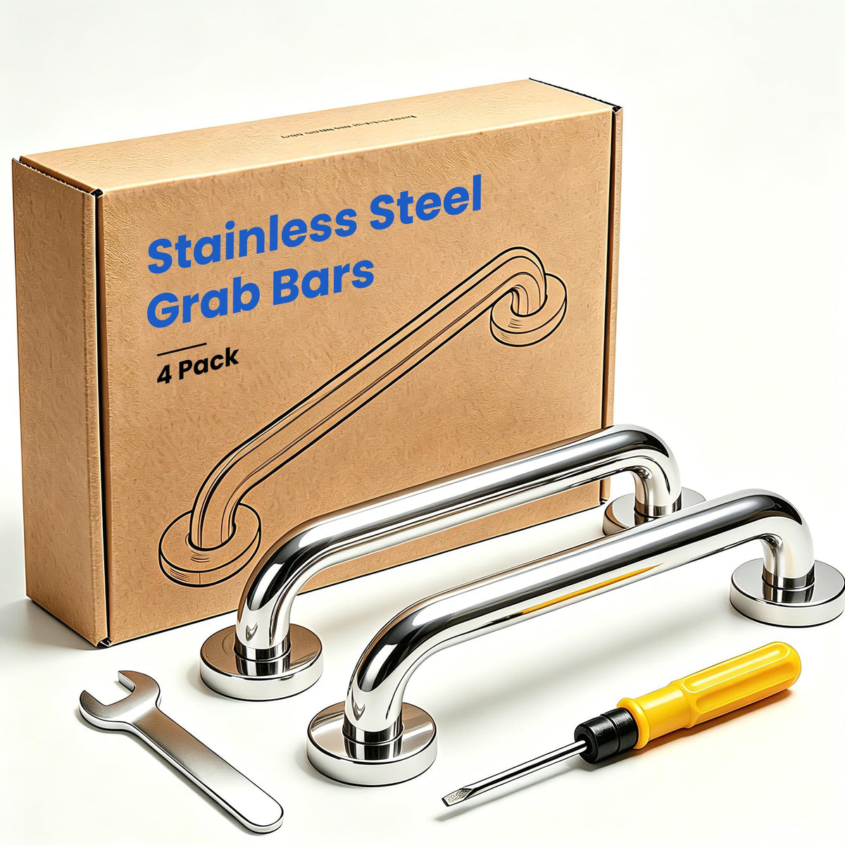 Grab Bars for Shower: 12 Inch Shower Handle for Wall - Stainless Steel, Black Handicap Grab Bars, Bath & Shower Safety Bars for Seniors, Stable Bathroom Handrail for Elderly (2 Packs)