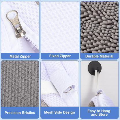 Dntorx 2 PCS Shoe Washing Machine Bags for Washer and Dryer, Grey + White