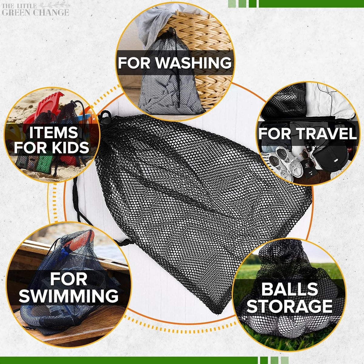 10 Pcs Small Mesh Bags Drawstring, 11.8"x7.48", Polyester (Black)