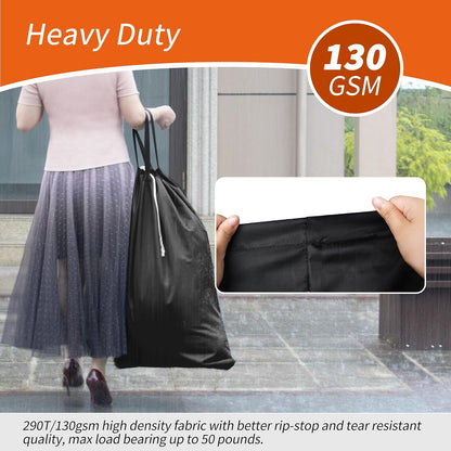 Polecasa 2 Pack Extra Heavy-Duty Laundry Bag with Handles, Black, 28x36"