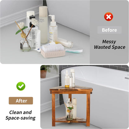 Corner Shower Stool for Shaving Legs, Shower Bench with Storage Holder 04