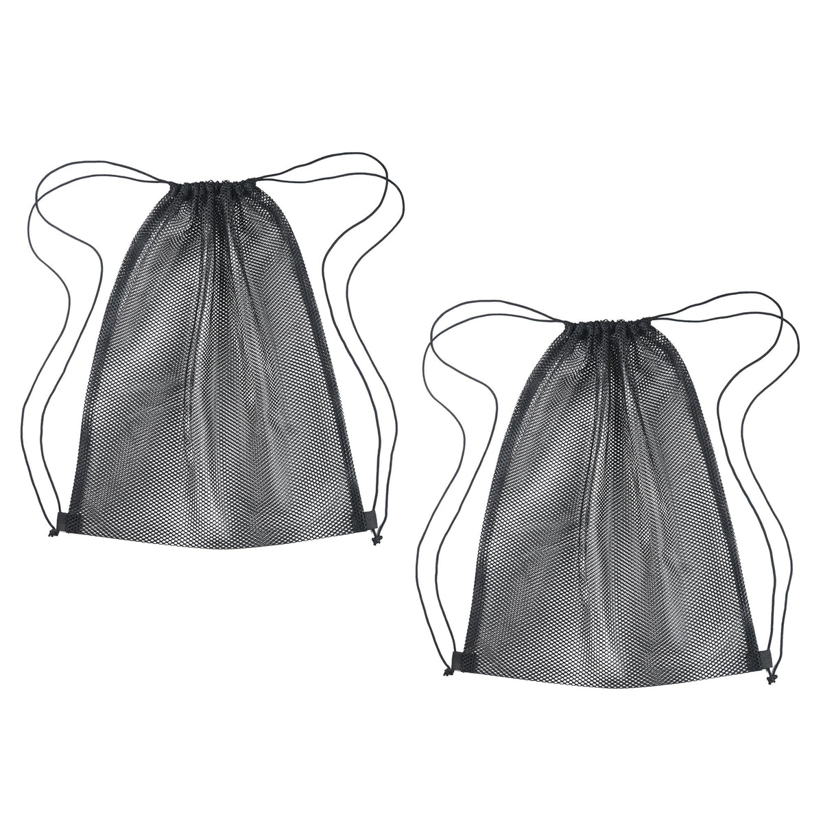 2 Pcs Mesh Drawstring Bag 16 x 20 Inch Heavy Duty Nylon Net Bags, Durable Mesh Backpack for Gym Hiking Swimming Soccer Ball Basketball Beach Toys Laundry Mushroom Foraging Etc (Black)