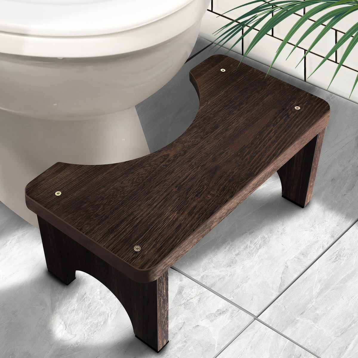 AZEN Toilet Stool Squat Adult, Wood Poop Stool for Bathroom Adults, 7 Inch Height
