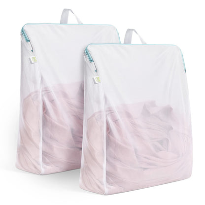 OTraki Large Mesh Laundry Bags 24x32 inch Hanging Delicates Mesh Laundry Bag with Handles Lingerie Bags Washing Machine Bag Zipper Opening,Don't Drying, Melting 140-176℉,White
