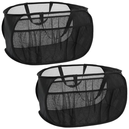 2 Pack Collapsible Laundry Baskets, Upgrade Pop Up Laundry Hamper with Convenient Bags, Foldable Laundry Basket Mesh Light Weight, Easy to Carry Clothes Hampers for Laundry, Dorm, Toys, Travel White