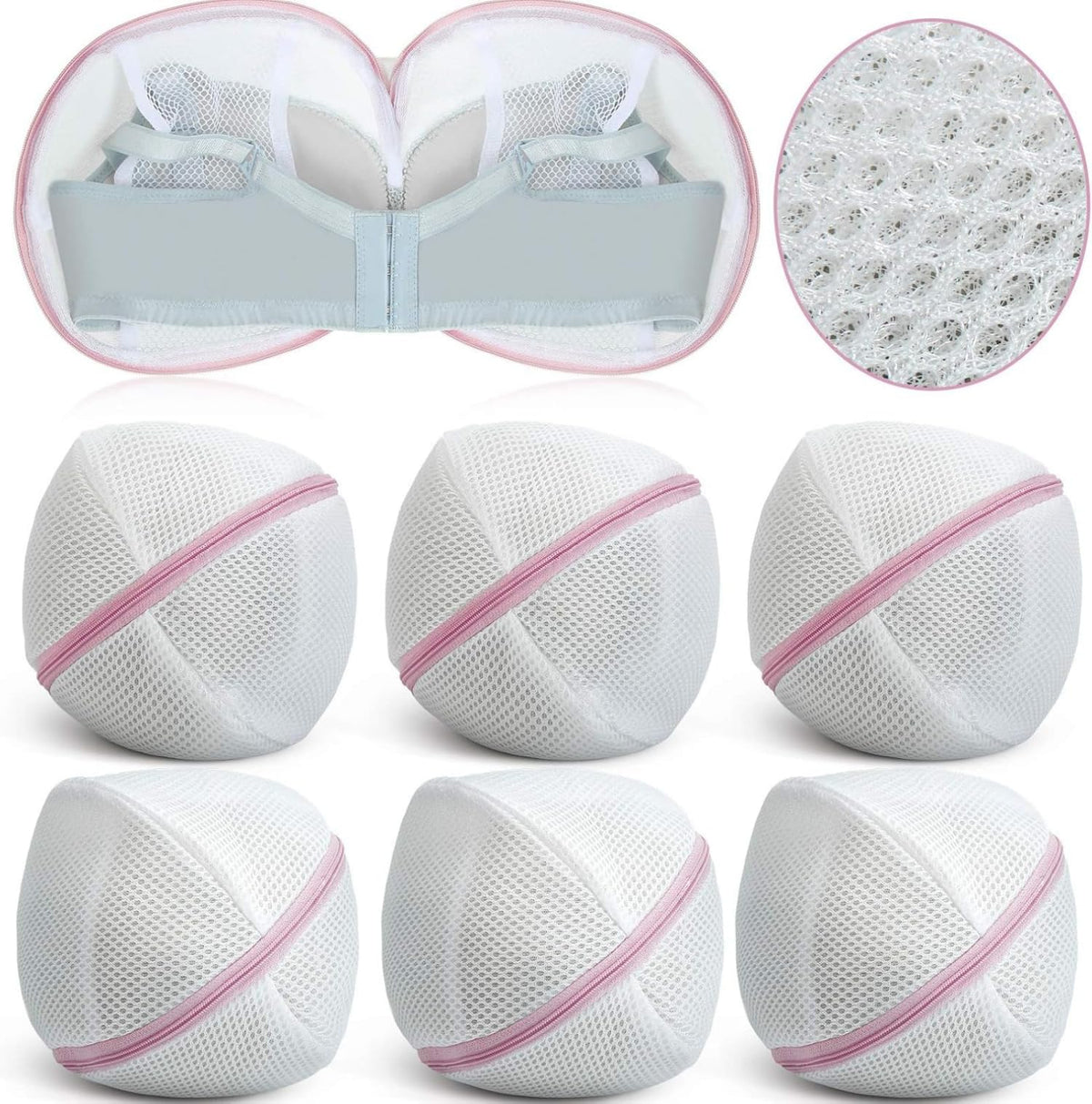 Shappy 6 Pcs Bra Washing Bag for Laundry Storage Women 7.87 Inch Pink