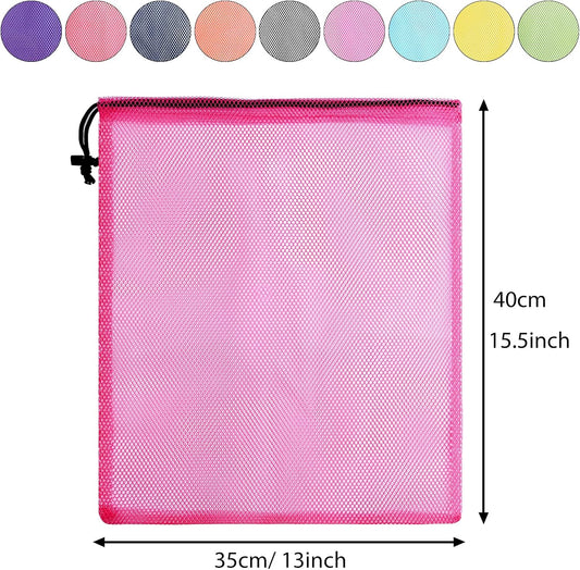 PLULON 20 Pcs Mesh Drawstring Beach Bags