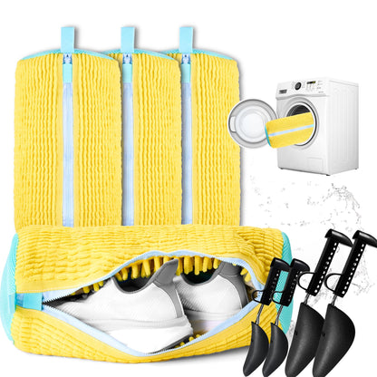 Shoe Washing Machine Bag, 2 Pcs Laundry Shoe Bag For Washing Machine, With 2 Boot Stretcher (L 6-12.5), 360°Deep Clean, Fit Most Shoes Type