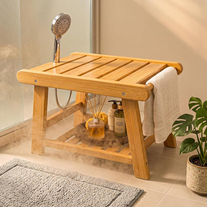 Bamboo Shower Bench Stool for Inside Shower Chair