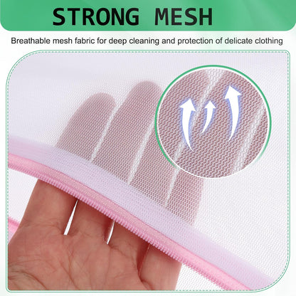uxcell 4pcs Mesh Laundry Bags Delicates 12"x16"Mesh Washing Bags Fine Pink