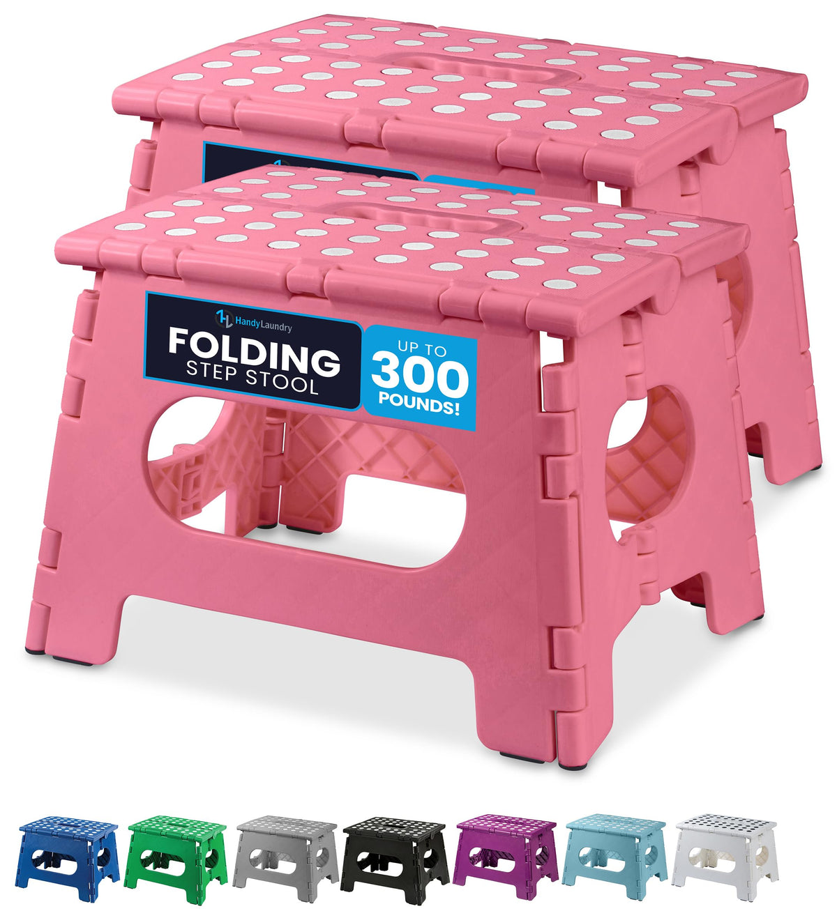 Handy Laundry Folding Step Stool 9 Inch, Black, Non-Slip Holds 300 lbs