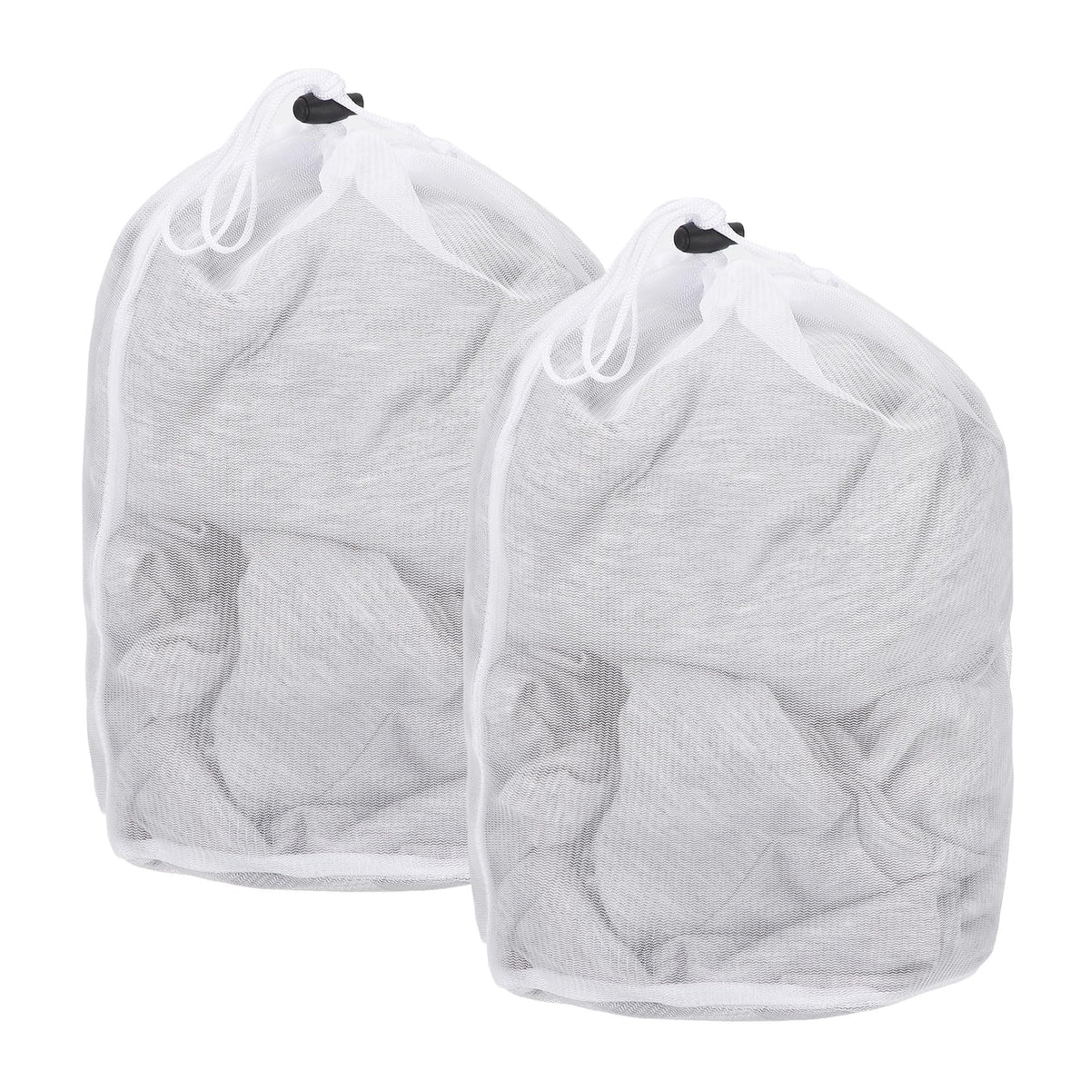 uxcell Mesh Laundry Bag, Drawstring Net Laundry Bag 2Pcs 15.7x11.8" White