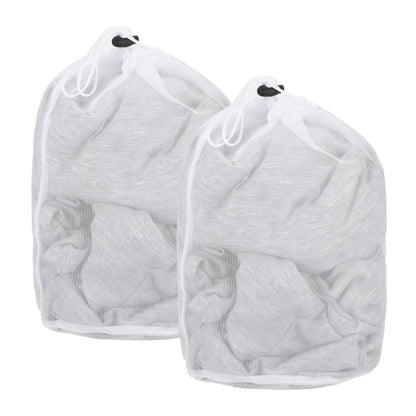 uxcell Mesh Laundry Bag, Drawstring Net Laundry Bag 2Pcs 15.7x11.8" White