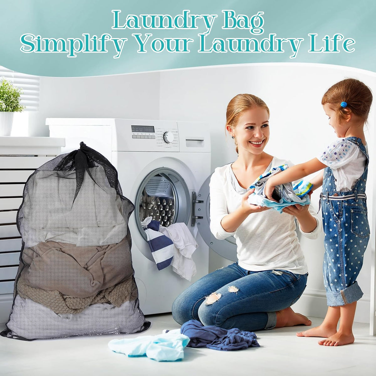 Aliceset 4 Pcs 24 x 36 Inches Mesh Laundry Bags with Drawstring