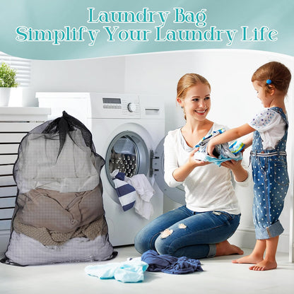 Aliceset 4 Pcs 24 x 36 Inches Mesh Laundry Bags with Drawstring