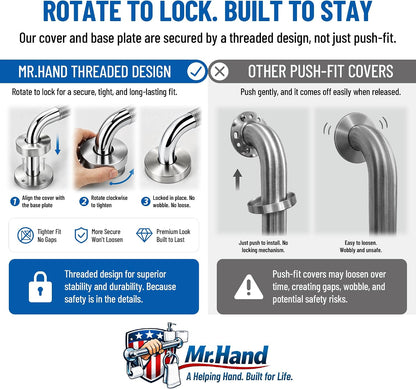 MrHAND Stainless Steel Grab Bars for Shower, 16 Inch 2 Pack, Anti-Slip Grip
