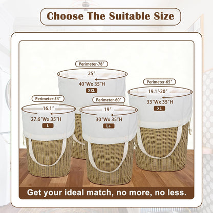 Canvas Laundry Bag 33"Wx 35"H, Extra Large Heavy Duty Hamper Liner,XL Beige