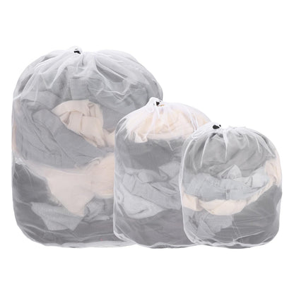 uxcell Mesh Laundry Bag, Drawstring Net Laundry Bag 2Pcs 15.7x11.8" White