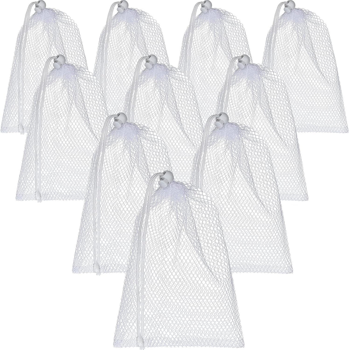 TecUnite 10 Pack Mesh Drawstring Bags for Laundry, 11.8 x 7.5 Inch, White