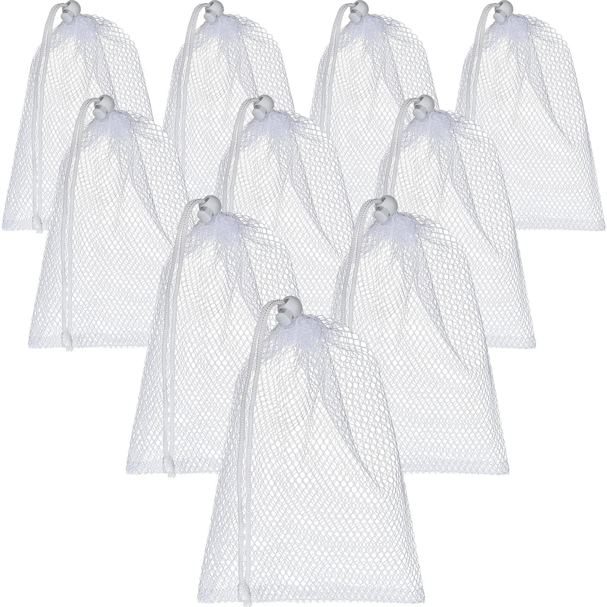TecUnite 10 Pack Mesh Drawstring Bags for Laundry, 11.8 x 7.5 Inch, White