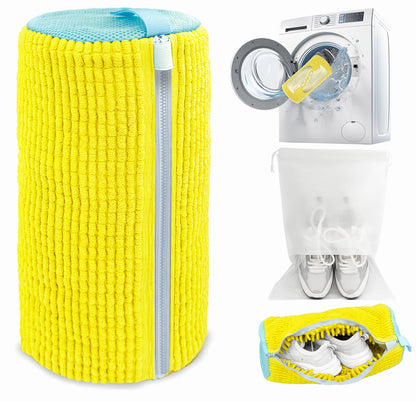 Shoe Washing Machine Bag,Laundry Shoe Bag for Washer and Dryer,Reusable Shoe Cleaning Bag for Sneakers,Tennis Shoes,With Self-locking Zipper, Microfiber Inside (2, Light =Grey)
