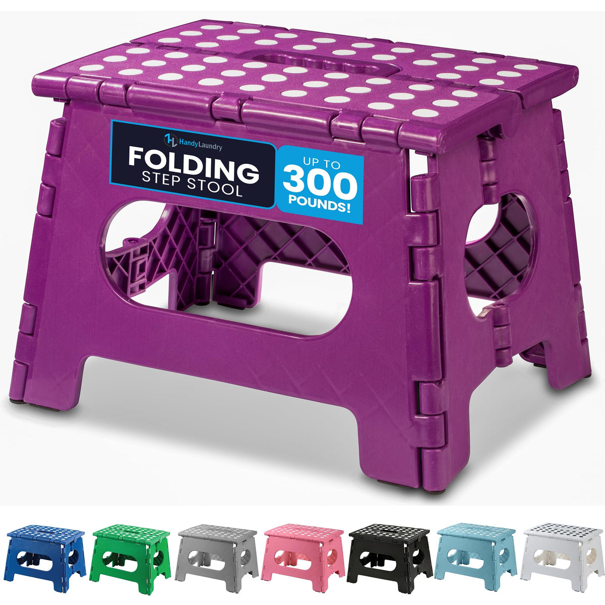 Handy Laundry Folding Step Stool 9 Inch, Pink, Non-Slip Holds 300 lbs