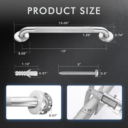 Grab Bars for Shower Safety Anti Slip Handrail for Seniors 12 Inch