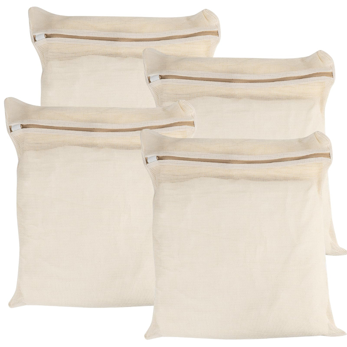 4-Piece Large Durable Organic Cotton Mesh Laundry Bags with Sturdy Zippers and Breathable Mesh are Delicate Laundry Bags for Underwear, Clothes, Pants and Socks