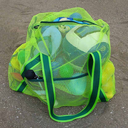 Leberna Large Beach Bag with Zipper Lightweight Beach Toy Bag Mesh Bag for Swimming Pool Sand Toys