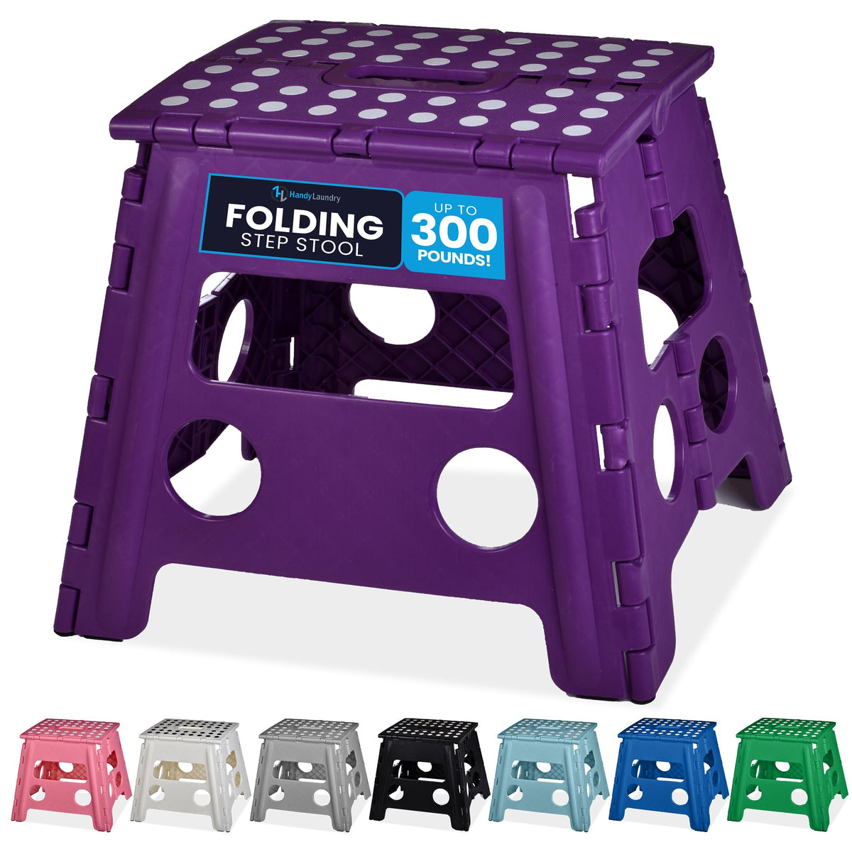 Handy Laundry Folding Step Stool 9 Inch, Black, Non-Slip Holds 300 lbs